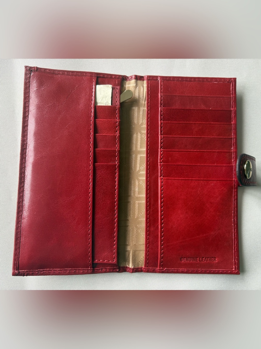Lodis Luxury Smooth Red Leather Continental Wallet & Removable Card Case Set - Picture 9 of 16